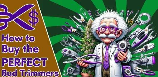 best-bud-trimmers-featured-image-OPTIMIZED Featured image for The Weed Prof's Best Bud Trimmers post feauring the site's mascot surrounded by marijuana trimming machines and scissors.