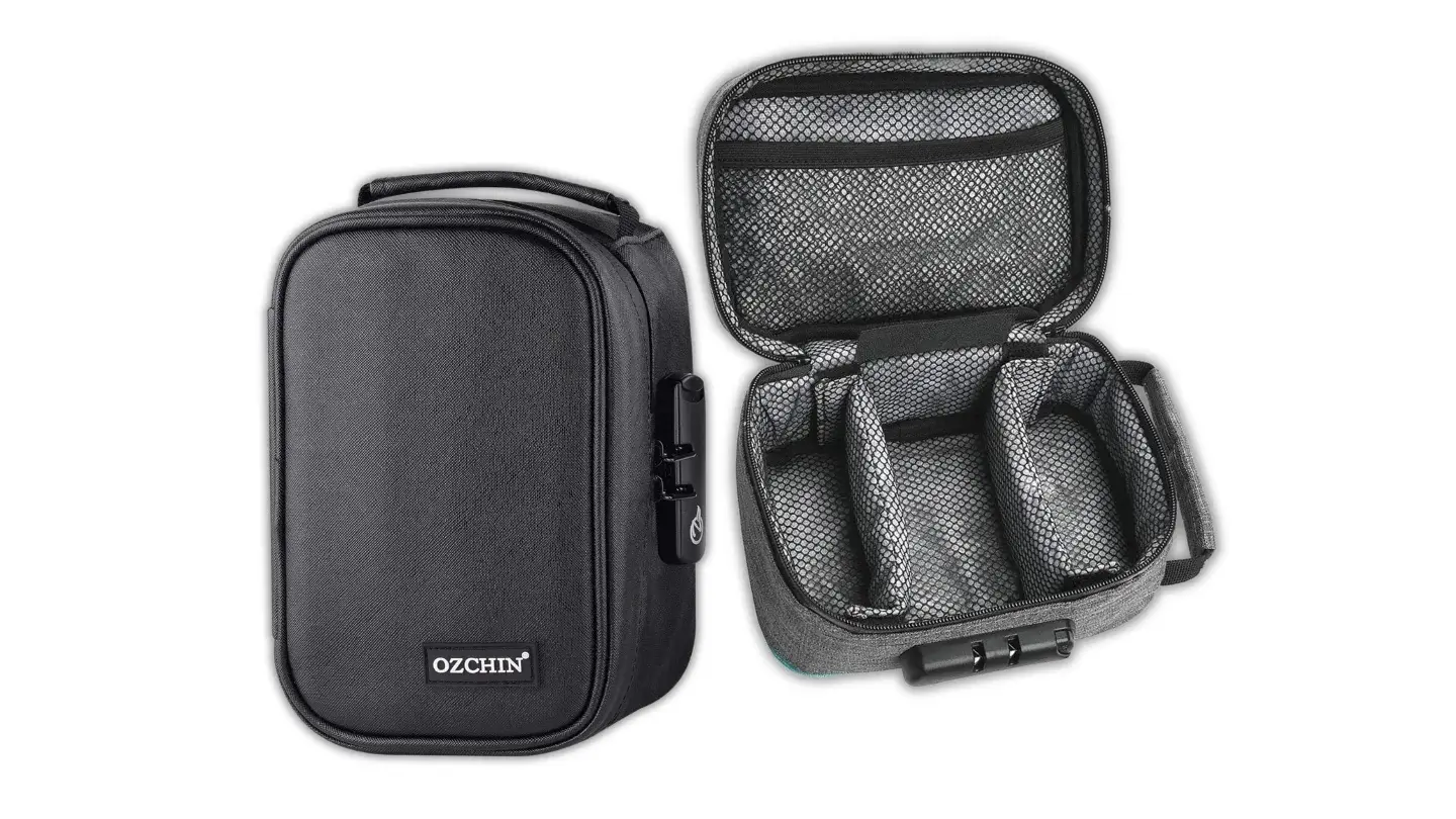 A product image of the OZCHIN Odorproof Organizer Case — a great gift for smokers who travel.