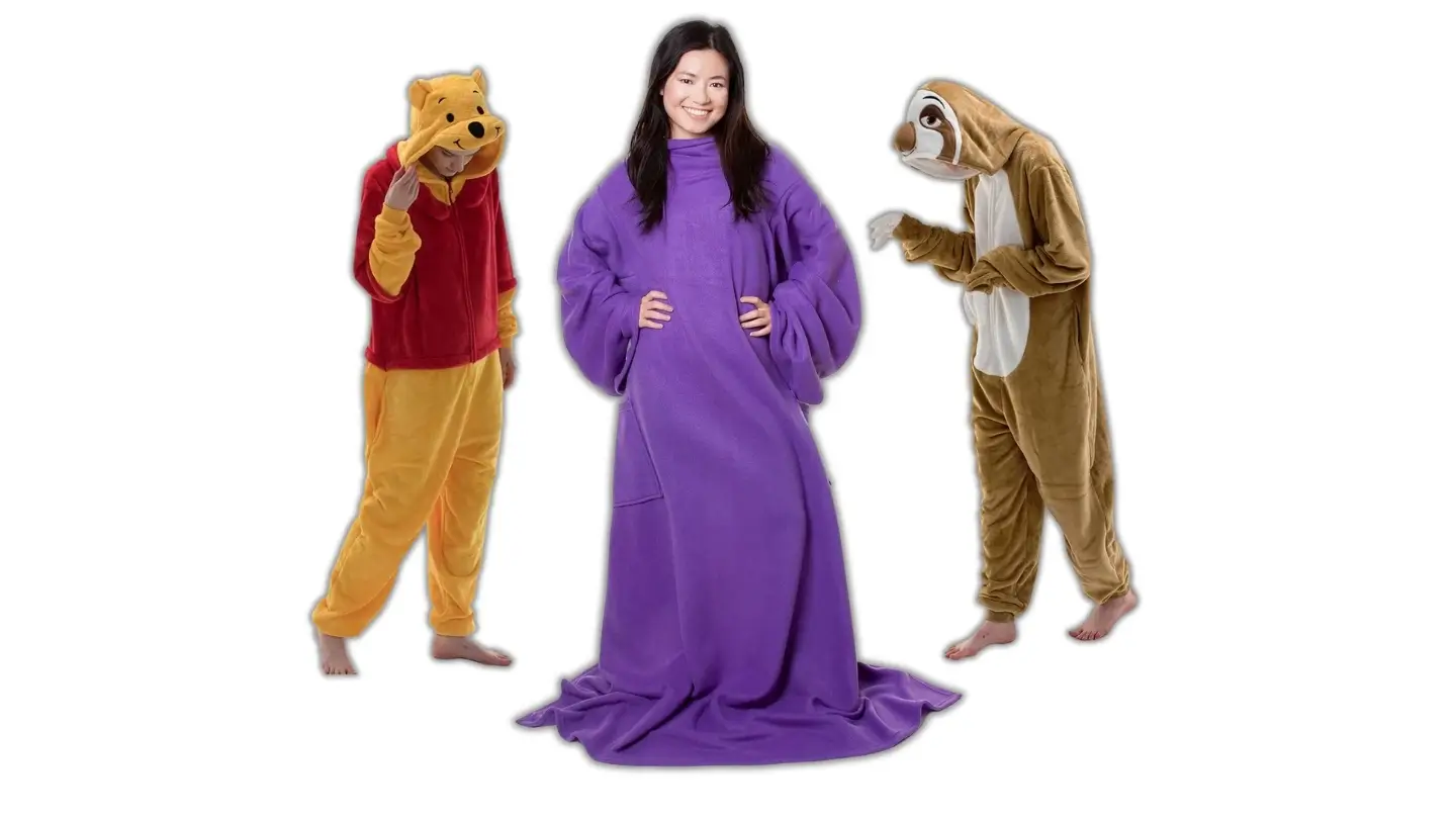 Product images of different styles of Snuggie wearable blankets — great stoner gifts for him or her.
